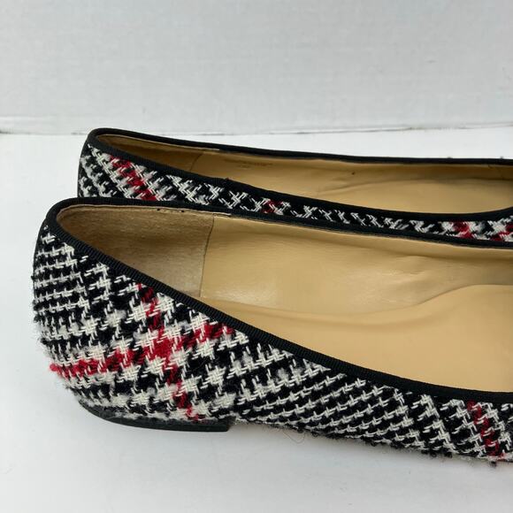 Talbots Sz 8M Tweed Houndstooth Ballet Flats Red Black Preppy Careerwear Retro - Picture 10 of 16